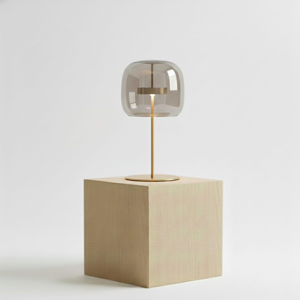 Lira | Lampe de Table Design Moderne en Laiton et Verre LED