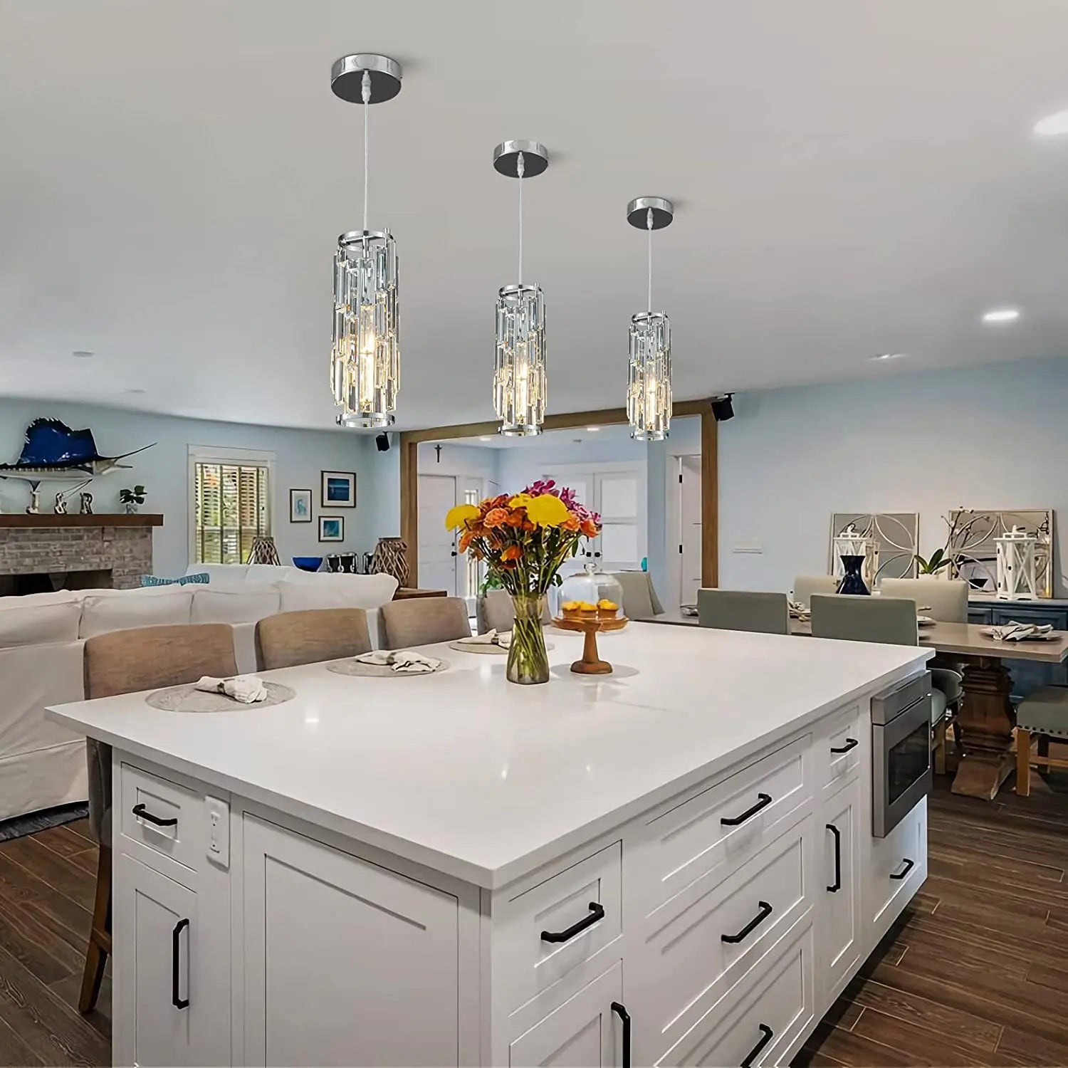 Aurelius | Suspension Cylindrique en Cristal et Laiton Design Moderne