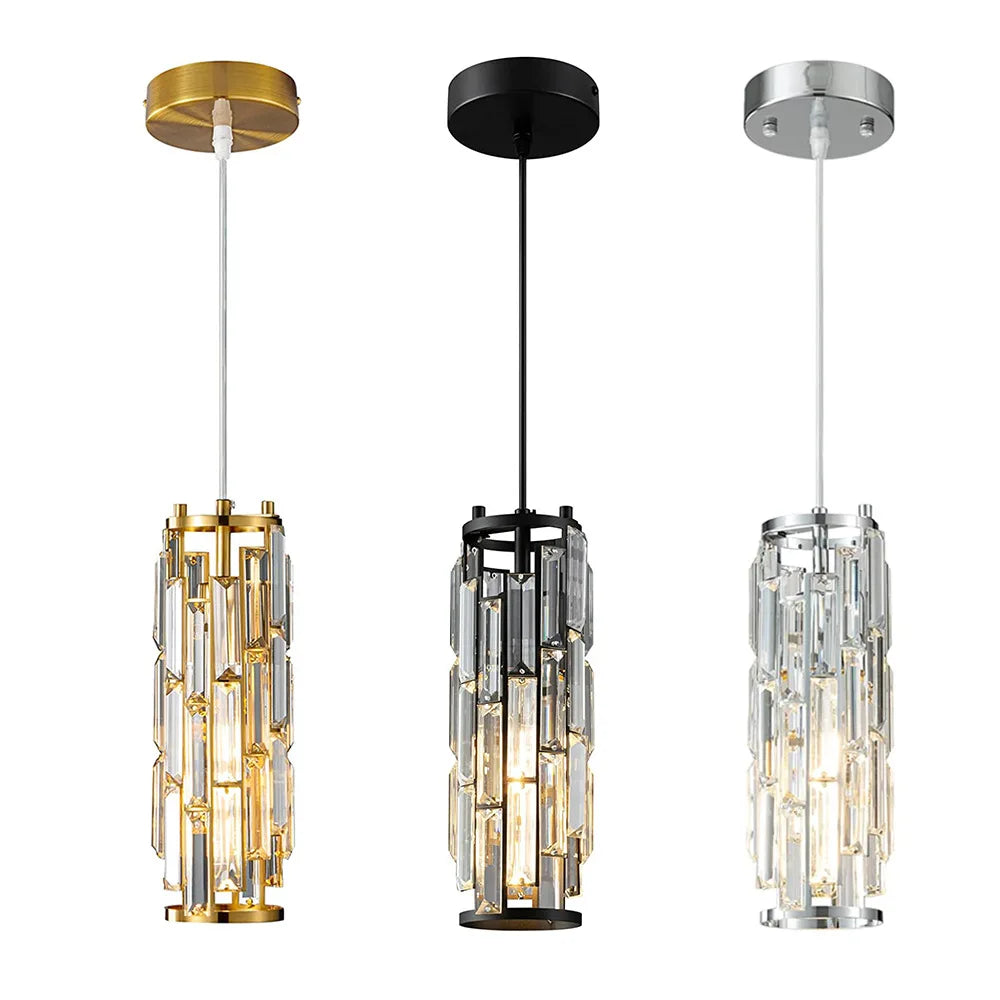 Aurelius | Suspension Cylindrique en Cristal et Laiton Design Moderne