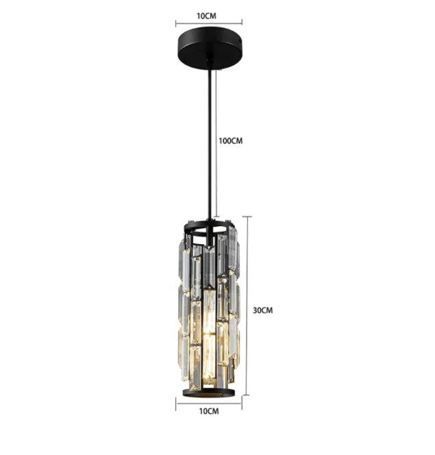 Aurelius | Suspension Cylindrique en Cristal et Laiton Design Moderne