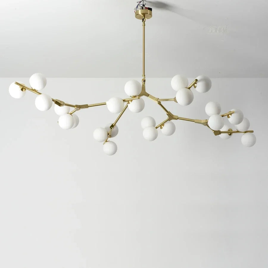 Lami | Lustre Branche Design Moderne Structure Laiton Verre Dépoli G9