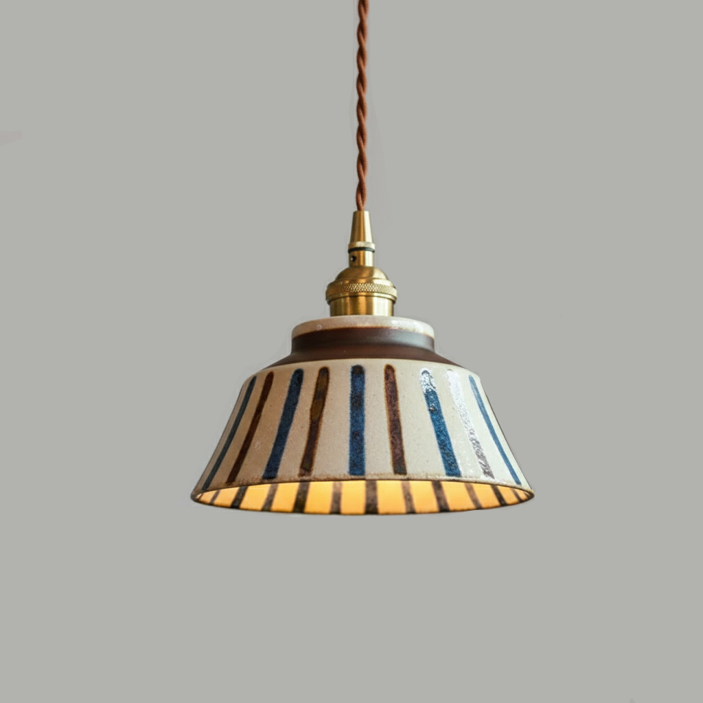 Mora | Suspension Design Céramique à Rayures Style Artisanat Moderne