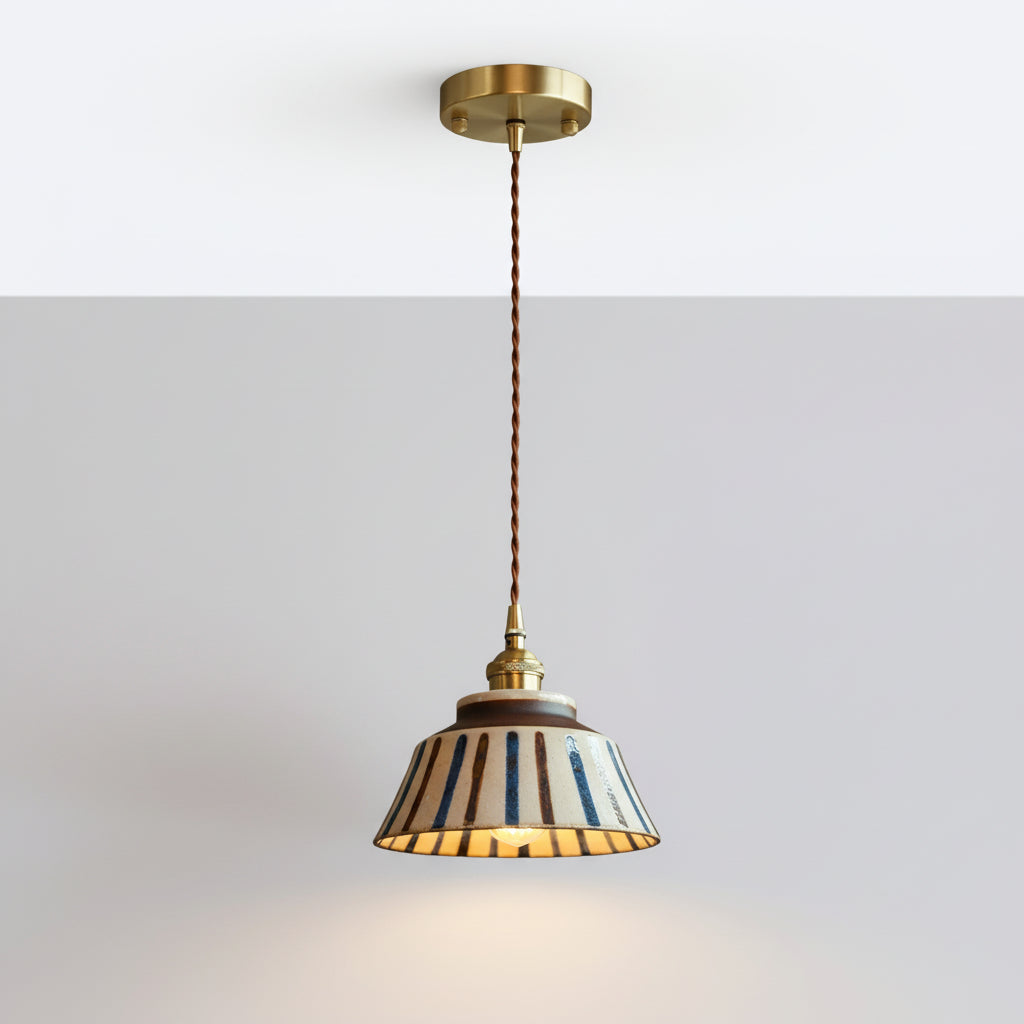 Mora | Suspension Design Céramique à Rayures Style Artisanat Moderne