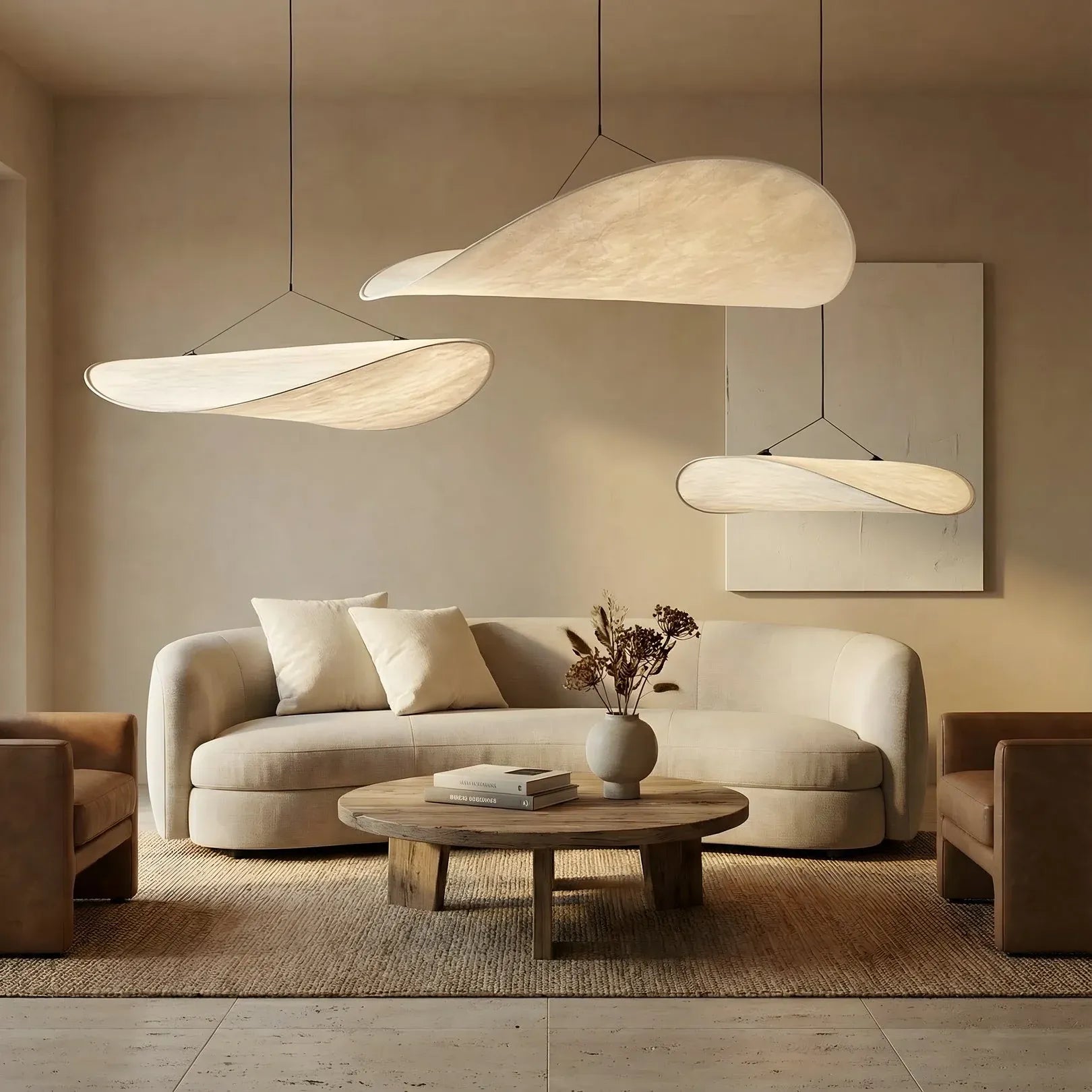 Solis | Suspension Design Nuage en Soie LED avec Hauteur Ajustable
