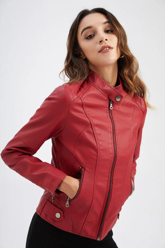 SARAH | Veste en Similicuir au Design Moderne et Ajusté