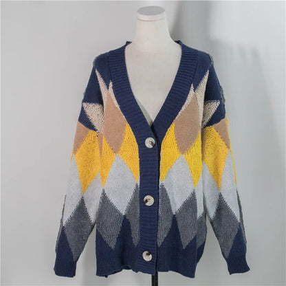 GLORIA | Cardigan en Maille Épaisse à Motif Géométrique