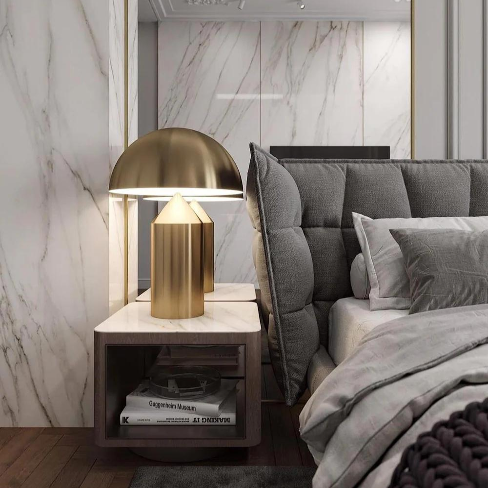 Aurelia | Lampe de Table Champignon Design en Laiton Brossé