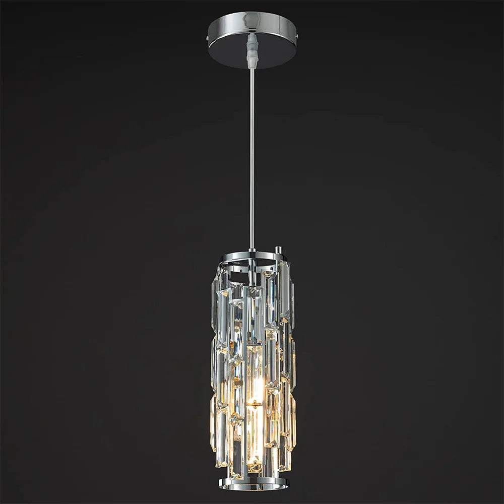 Aurelius | Suspension Cylindrique en Cristal et Laiton Design Moderne