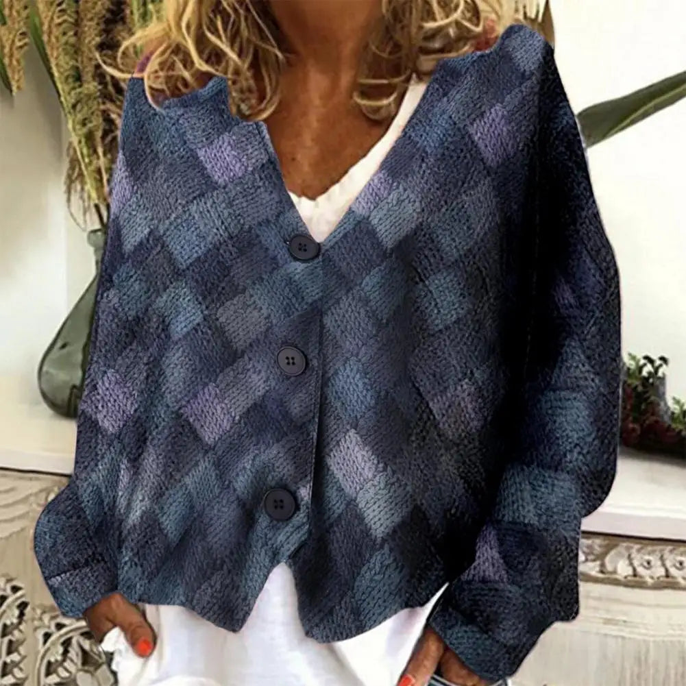 DALIA | Cardigan en Laine à Motif Géométrique Élégant