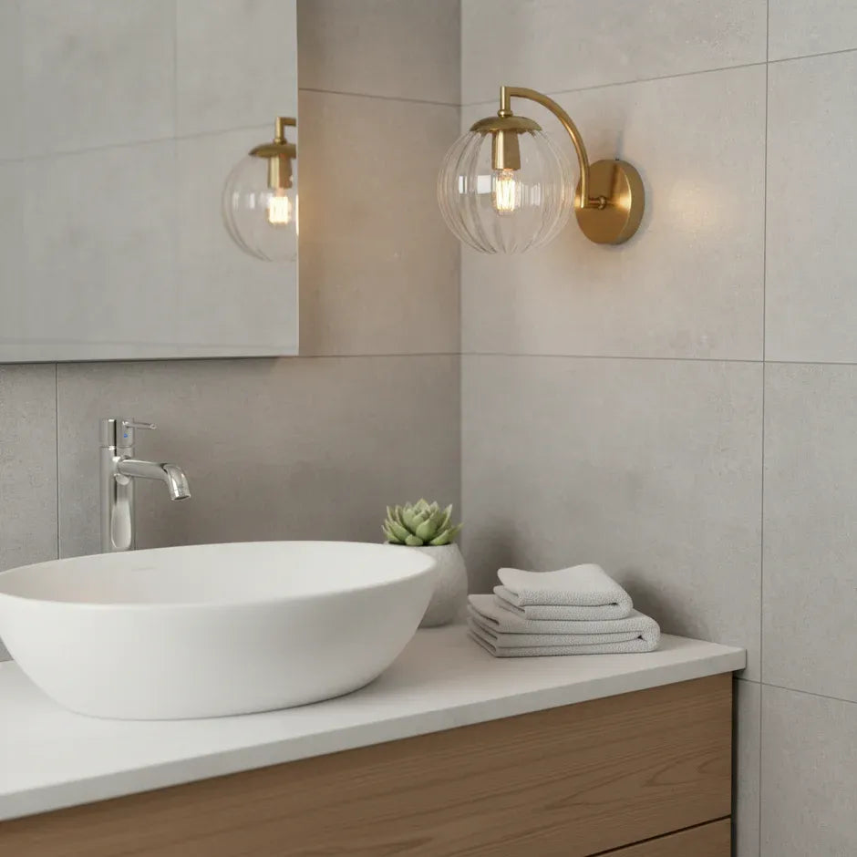 Kyoto | Applique Murale Laiton Verre Strié Design Moderne