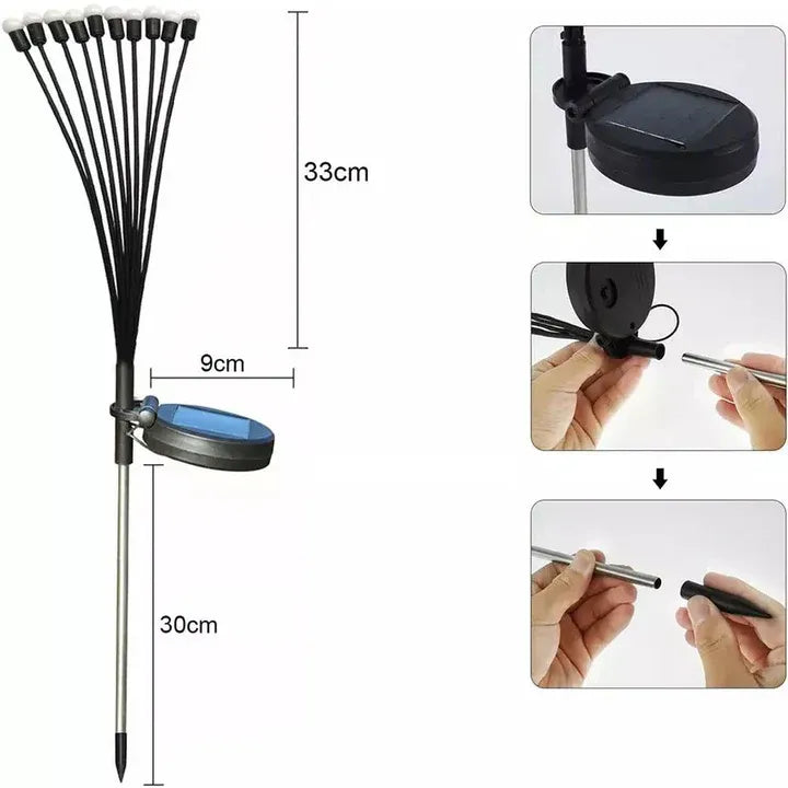 Luci | Lampe Solaire de Jardin 10 LED Design Luciole IP44 Extérieur